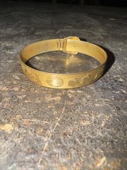 Antique Unmarked Baby Bangle Buckle Bracelet Adjustable Etched Design