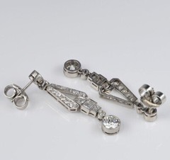 Art Deco Style Drop Girls Earrings 2.6 Ct Simulated Diamond 14K White Gold Over