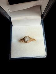 Antique Yellow Gold Old Cut Diamond Filigree Engagement Ring Size: 8