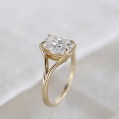10K Yellow Gold FN Cushion Cut 3.00CT White Moissanite Women’s Engagement Ring