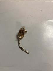 Vintage 2 inch mouse with Chain tail pin, red eyes Brooch Gold Color