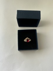Vintage Red Cubic Zirconia Ring Gold Plated Womens Size 8.5