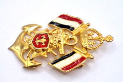 Premier Designs Goldtone Anchor Crown Fleur De Lis Crest Flags Pin Brooch