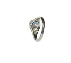 Oval 10mm Cubic Zirconia Solitaire Ring Sz 7 Silver Tone Filigree Engagement EUC
