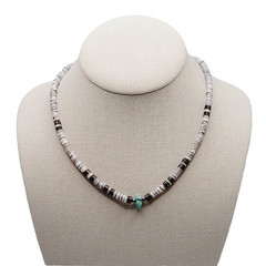 Southwestern USA Heishi Olive Shell Turquoise Stone Center Handcrafted Necklace