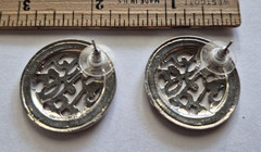 Vintage Cobalt Blue guilloche Enamel silver filigree Earrings pierced BEAUTIFUL