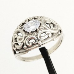 Vintage Elegant RING Silver 925 with Big Bright Stone -size: 9US (18.8mm) | #113