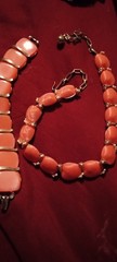Retro Plastic Thermoset Necklace Bracelet Pop Orange Summer Fall Vintage Jewelry