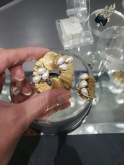 Clip on Screw back Earrings & Brooch pin Crystal faux pearl vtg ALL SIGNED “BSK”