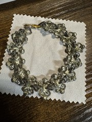 1990s Rhinestone Faux Opal Pearl Linked Bracelet Vintage Inspired 7-7.5 Inches