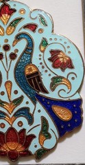 Vintage enameled peacock colorful cloisonne pendant