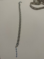 Coro Vintage Signed Pegasus Blue Enamel Rhinestones Floral Necklace Choker
