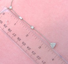 ESTATE ART DECO 1.03ct TRILLION DIAMOND LINE DROP PLATINUM LARIAT CHAIN NECKLACE