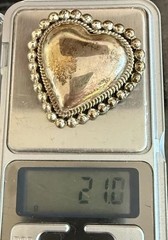 Chic Vintage 925 Sterling Silver CII Mexico Beaded Puffy Heart Brooch Old Pawn