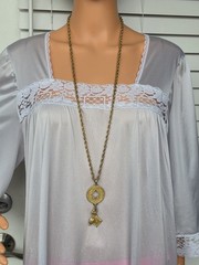 Vintage Casual Corner Gold Tone 34″ Long Chain Necklace Celtic Pendant Dangle