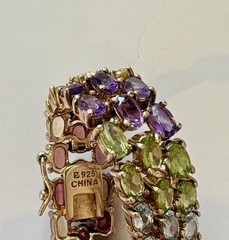 Vintage Ross-Simons 925 Sterling Silver 18K Vermeil Multi Gemstone Bracelet 24g