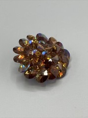 Vintage Brown Iridescent Glass Pin Cluster Rivioli Bead Brooch 1950’s-1970’s