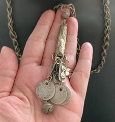 Vintage Tribal Ottoman Coin Necklace Ethnic Boho Statement Lariat Long Fringe