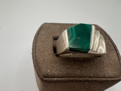 Vintage Sterling Silver TL-89 Inlay Malachite Rings, Size 11.25