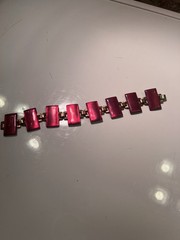 copper and enamel bracelet vintage 1960s reversible with a red & blue sides 7.5”