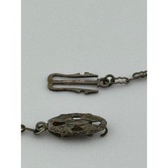 Antique Art Deco Rhinestone Flower Y Drop Necklace Silver Tone READ