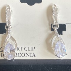 Napier Silver Tone Drop Dangle Clip On Earrings