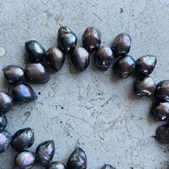 VTG Iridescent Peacock Baroque Pearl Necklace Sterling Silver Clasp~18”