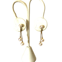 14k Yellow Gold Pearl Dangle Drop Earrings w Screwbacks Fine Jewelry Pre-owned