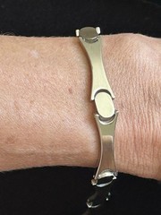 Vintage Taxco Sterling Silver Polished Geometric Bracelet 7.5 Inches 24 Grams