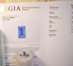 GIA Estate Platinum 5.60ct No Heat Ceylon Blue Sapphire VS Diamond 3 Stone Ring