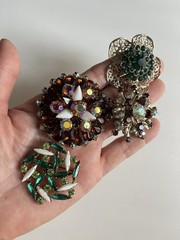 Vintage Jewelry Lot Brooches Crystal Rhinestones 1950-1960’e