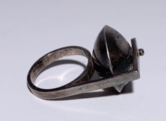 MID CENTURY MODERN ART DECO STERLING SILVER RING HALLMARKS Space Age Atomic