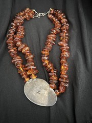 Vintage Hand-Tied Baltic Amber Beaded Two Strand Necklace, Olga Kharlan – A195