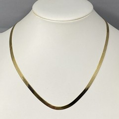 Herringbone Chain Necklace Flat Flexible Links Shiny Classic Lobster Collar 18″