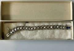 Vintage Monet Silver HEART Double Link Charm BRACELET – 8” – NEW + UNWORN!