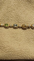 Gold Tone Multi Colored Stone 925 Bracelet 7.5″