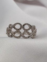 Vintage Sterling Natural Diamond 1.00ct Open Lattice Weave Band Ring Sz9 3.0 Gr