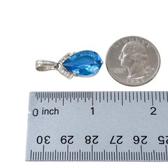 Vintage Sterling Silver 925 Blue Cubic Zirconia Teardrop Pendant