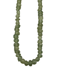 Vintage Chunky Green Prehnite Beaded Chip Nugget Necklace Handmade 18″ Choker