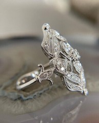 Vintage Inspired Filigree Ring 2.3 Ct Simulated Diamond 14k White Gold Plated