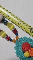 Vintage, Handmade Glass & Lucite Beaded Necklace w/ Floral Cameo Pendant (1058)