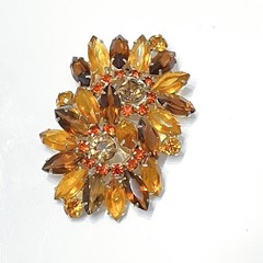 Vintage Corbel Jewelry Brand Rhinestone Brooch Earring Set On Cards Unworn 1960s