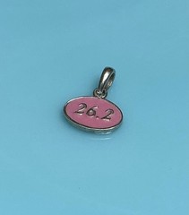 Tiny Sterling Silver Pink Enamel Marathon 26.2 Charm Pendant Running Runner .7g