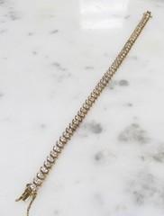 Ross Simons Sterling Silver Clear Marquise Stones Tennis Bracelet 13.3g ~ 3-E268