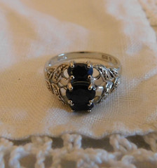 Ross Simons Sterling Silver Black Spinel Diamond Accented Ring 925 Size 10