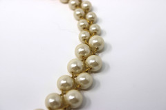 Vintage Graduated Pearl Necklace w/ Gold Vein – 23–24” Layered Rows