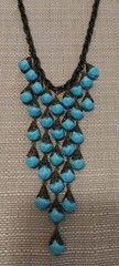VNTG rare sign Gerard Yosca Faux Turquoise Adjstbl Bronze Tone filigree Necklace
