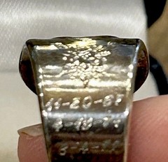 Vtg Gerber Oneida Silver Plate Baby Spoon Ring w/Engraved Birthdates Adjustable