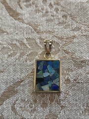 1/20 GF 14K FED Gold Fill Serpentine S Link Chain Necklace 18.25″ Mosaic Pendant