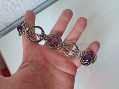 Noble, Antique Bracelet, 925 Silver, With Amethyst, Teka Theodor Klotz, 49.6g